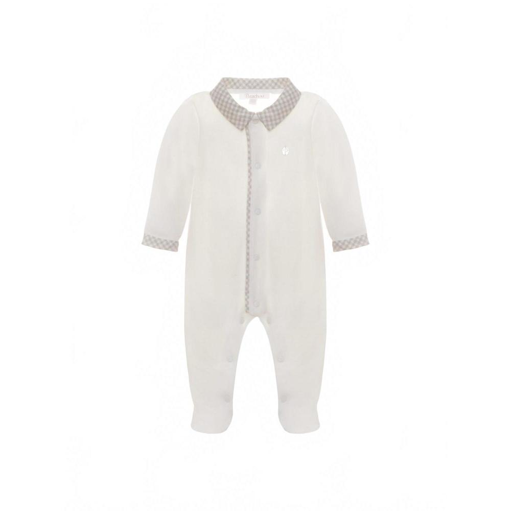 NEW PATACHOU baby girl's velour footie in ecru